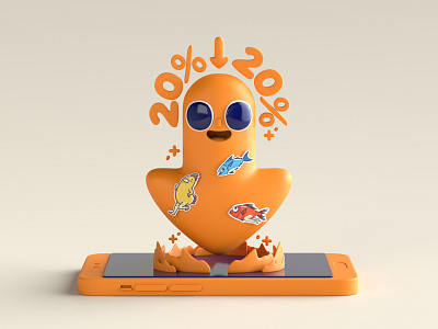 Cute Phone 3d arnold c4d cellphone cute discount orange phone render