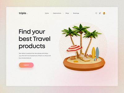 Header & Hero Exploration 2021 design designer header hero illustration landing page logo popular shot top travel trending trip typography ui ux web design
