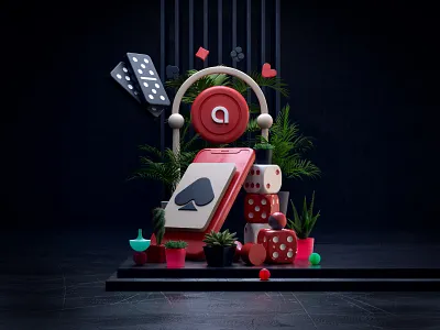 P2P Games 3d abstract art direction blackjack c4d cards casino cinema4d composition contrast dark design dice domino gambling graphic design illustration poker render styleframe