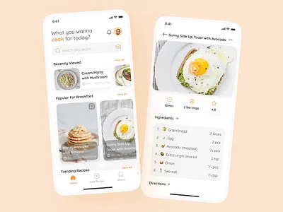 Recipe App app clean design figma food minimal minimalist mobile mobile app mobile app design recipe ui ui design uiux ux ux design