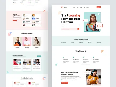 Educational Website Design clean ui courses e learning educational educational website graphic design graphics design header exploration homepage landing page design landingpage minimal online class online course online education online learning web design web ui website design