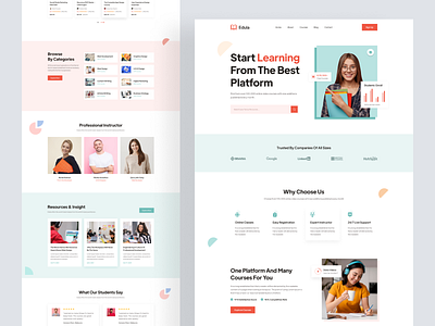 Educational Website Design clean ui courses e learning educational educational website graphic design graphics design header exploration homepage landing page design landingpage minimal online class online course online education online learning web design web ui website design