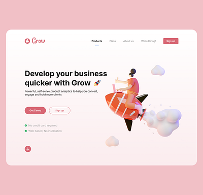 Grow business UI landing page adobexd branding business design dribble figma graphic design grow illustration landing page ui uidesigner uiux ux uxdesigner web webdevelopment website