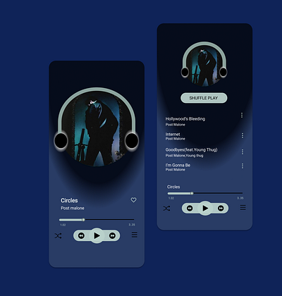 Music interface UI/UX design adobexd andriod branding business circles design dribble figma graphic design illustration ios mobileapp mu music postmalone ui uidesign uidesigner uxdesign uxdesigner