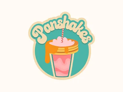 Milkshakes and Pancakes Restaurant Logo branding illustration logo typography