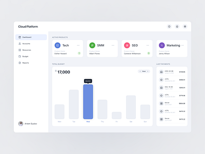 Cloud Platform app clean dashboard design interface minimal ui ux wallet web