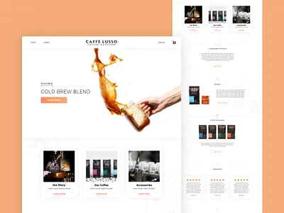 Coffee Roaster Website Design caffe lusso coffee design graphic icons luxury minimal product roaster seattle shop symbol texture ui ux warm web web design website