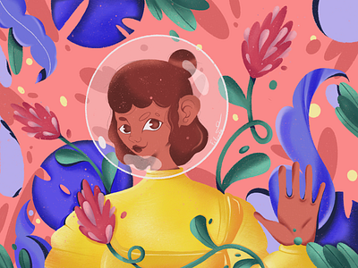 Another universe another art book cartoon challenge character cover design digital dtiys flowers girl graphic design illustration photoshop procreate space universe