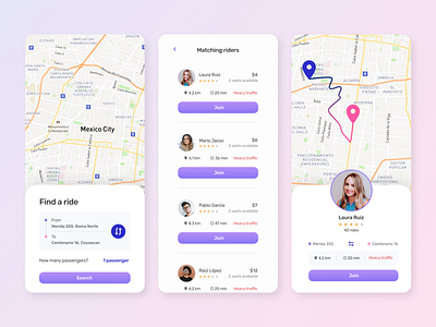 Carpooling app figma uichallenge uidesign