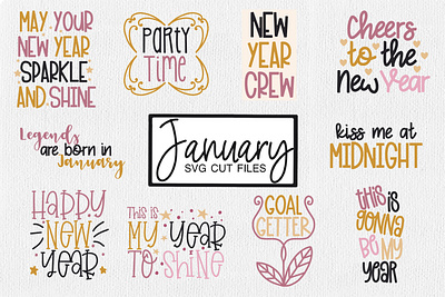 January SVG Cut Files new year sublimation png