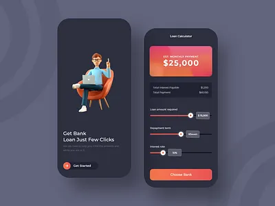 Bank Loan Calculator UI app design bank loan calculator loan loan calculator mobile apps ui ui design
