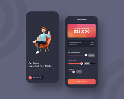 Bank Loan Calculator UI app design bank loan calculator loan loan calculator mobile apps ui ui design