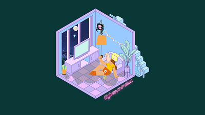 Isometric Room animation canva illustration vector