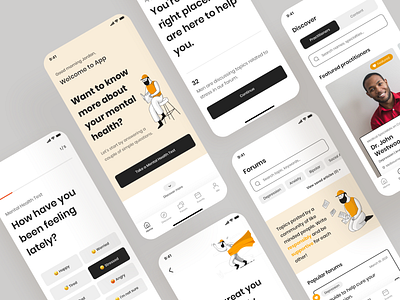 Mental Health App app design flat illustration ui ux