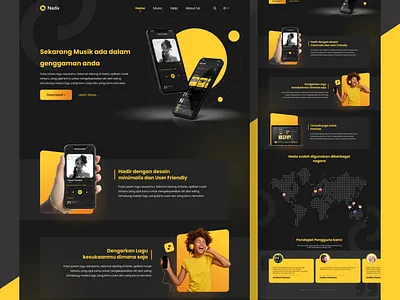 Nada - Music Apps Landing Page adobe apps design brand design figma ui uiux ux web design xd