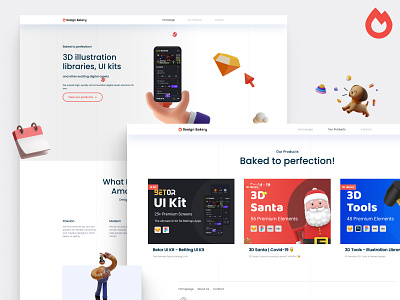 Design Bakery 3d library design illustration marketplace mobile sketch ui ui kit wordpress