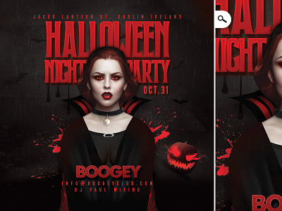 Halloween Night Party Flyer trick or treat witch