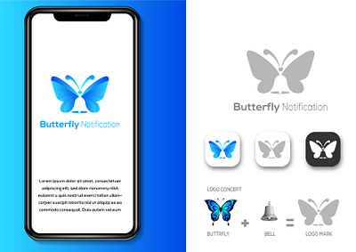 Butterfly logo with bell bell butterfly logo