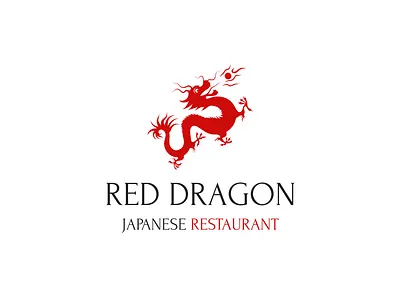 Logo with Japanese Red Dragon | Turbologo animals brand design branding chinese design dragon graphic design illustration japanese japanese food logo logo design red restaurant typography ui ux vector