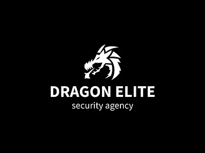 Security Logo with White Dragon | Turbologo animals brand design branding cyber design dragon emblem gecko graphic design illustration logo logo design security typography ui ux vector wildlife