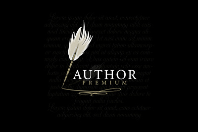 Feather quill pen icon logo design classic stationery illustrati classic