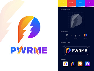 Modern P letter | Negative Space | Lightning Bolt - Logo Design app bolt branding branding identity design gradient logo letter logo letter p lightning bolt lightning flash logo logo design logo designer logo maker logos modern logo modern p letter negative space power thunder