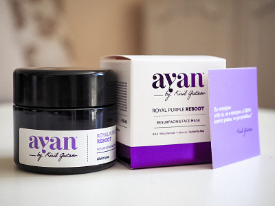 AYAN ROYAL PURPLE REBOOT Face mask by Kiril Gutsov ayan branding cosmetics design graphic design lavender mask organic packaging design purple reboot royal