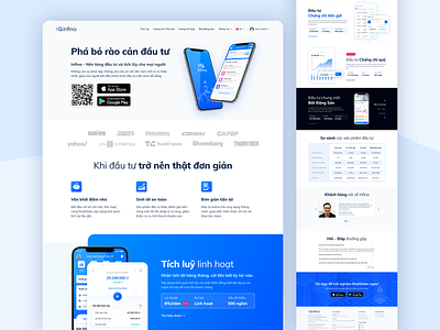 Infina - Investment App Landing Page blue certificate of deposit design fintech home homepage invest investment landing page mutual fund real estate robinhood saving ux