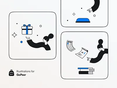 GoPeer - Illustrations app design gift graphic design illustration invite friends learning mamulashvili product push refferal sparkling tato tutoring