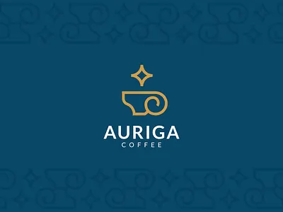 AURIGA Coffee Shop Exploration blue branding branding and identity cafe coffee coffee bag coffee beans coffee shop cup goat logo logo concept minimalist modernism pouch star visual identity