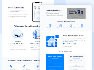 RealStake - Digital Investment Platform - How It Works blue compare design fintech home homepage how it work how it works infina invest landing page real estate realstake