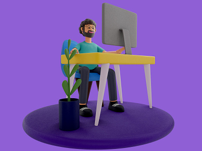 Working dude app b3d blender branding illustration logo ui ux