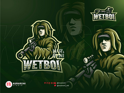 Wetboi - Ghillie Sniper Mascot logo animation branding cartoon character design esport gaming ghillie graphic design illustration killer logo mascot motion graphics shooter sniper stream streamers ui vector