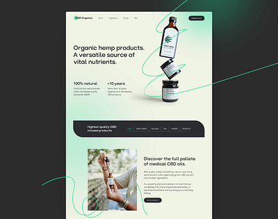 CBD Organic products – Landingpage Concept adobexd cbd interface landingpage product ui uidesign uiux webdesign weed