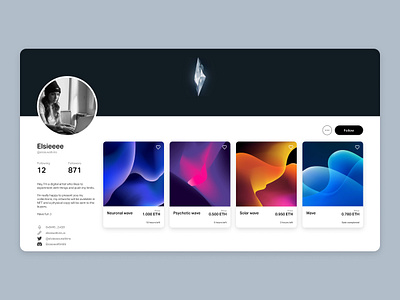 User profile crypto crypto art dailyui design ethereum nft ui ux web webdesign website