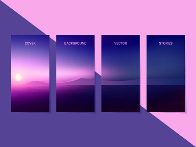 Mauve sunset over the ocean banner beach coast mock up mountain ocean reflection rock sea shore social media stories sun sunrise sunset twiglight vector water