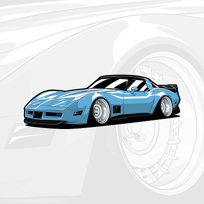 Chevy Corvette C3 art automotive car chevy corvette design drawing graphic design illustration logo vector vette