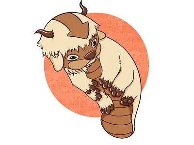 Appa the Air Bison air appa atla avatar avatar the last airbender bison brown illustration ipad orange procreate sky