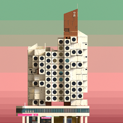 Scene | Nakagin Capsule Tower 3d architecture building design illustration magicavoxel pixel space voxel