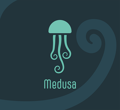 Medusa astonished branding design flat identity logo minimalist sea vector water