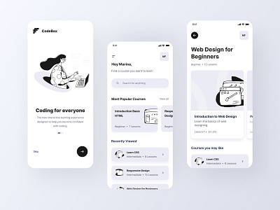 CodeBox coding app concept app app design illustration minimal mobile app mobile ux ui ui design uidesign ux