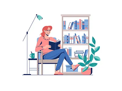 Reading of books art book cartoon character cute design graphic design illustration person vector