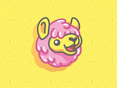 Glazed Alpaca Logo alpaca baby branding cake candy colorful cotton donuts fantasy for sale funny glazed happy kindergarten llama logo mascot shop sweet toys