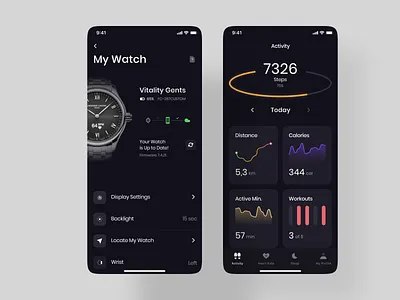 Activity Watch Mobile App activity activity app activity feed activity tracker activity tracker app dailytask design goal health app running app sleep app sport stats task list task management tracking app training app ui uiux workout app
