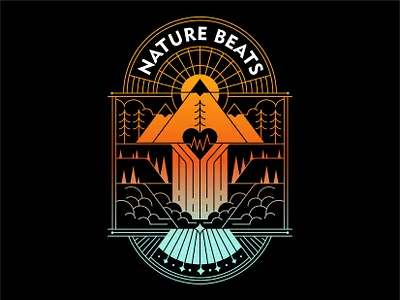 Nature Beats Apparel Design apparel branding camp clothing design geometric graphic design illustration line logo monoline mountain outdoor studio t shirt trees vector
