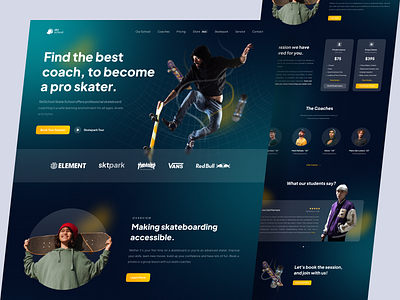 SktSchool - Landing Page Exploration clean coach course header hero inspiration landing page pricing product design school skateboard sport training ui ui design uiux ux ux design web design website