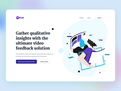 ViFeed- Landingpage Exploration concept design figma illustration landingpage minimalist ui design ux design website