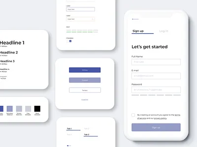 Onboarding Design System appdesign brand button styles color scheme color system design systems input styles light theme login mobile app mobile design onboarding product design signup styleguide ui user interface visual identity