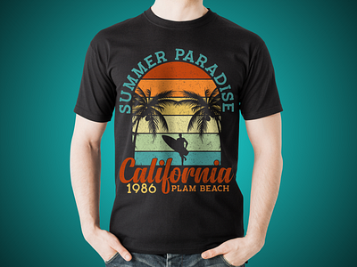 Summer paradise California Plam beach adobe illustrator beach design illustration logo scholl skitting summer t shirt t shirt printing tshirt tshirt design vacation