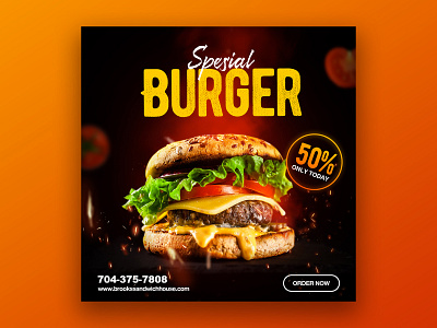 Instagram Post & Social media banner app banner burger delivery design food post ui